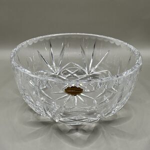 Vintage 24% Lead Crystal Bowl Made in Poland Cut Glass Serving Dish Heavy Poland